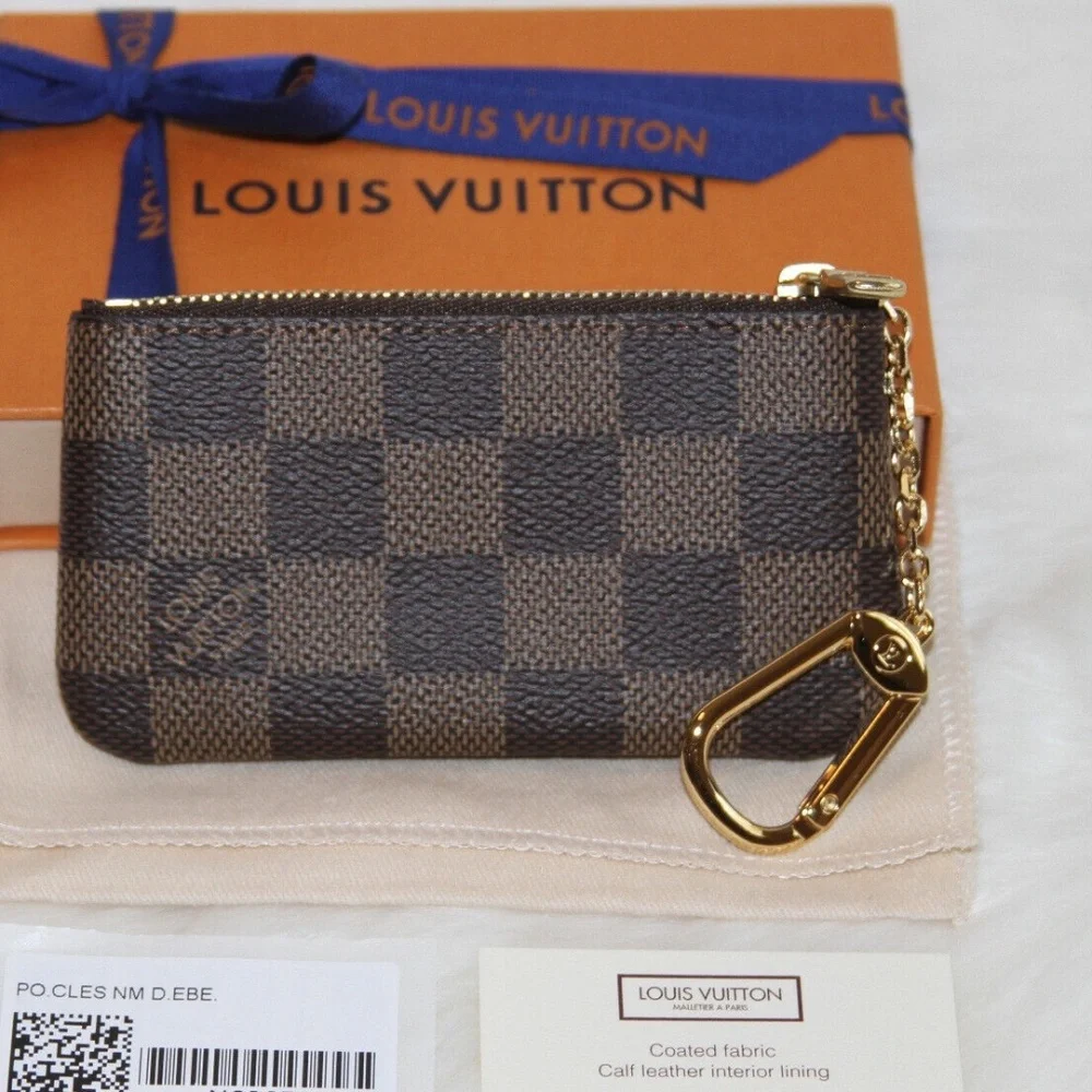New! LOUIS VUITTON Key Pouch Damier Ebene Made in France